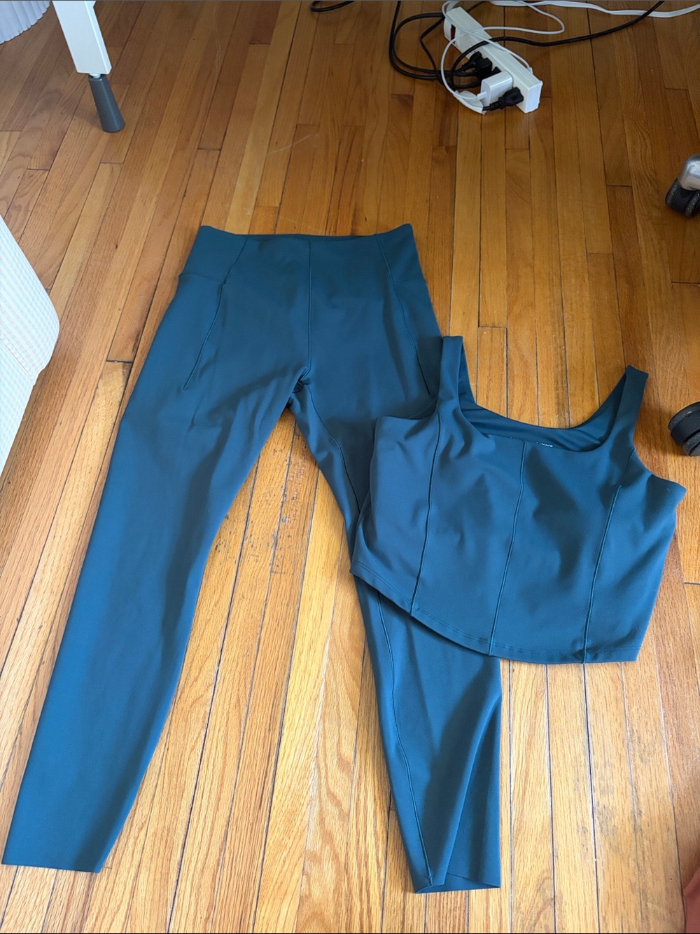 Women's Teal High-Waist Leggings & Crop Tank Set